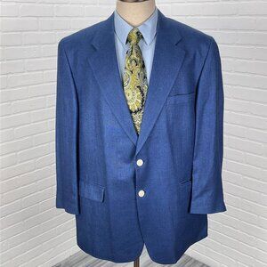 Fugates Boca Grande Blazer‎ Men 44R Royal Blue Woven Silk Classic Jacket Italy